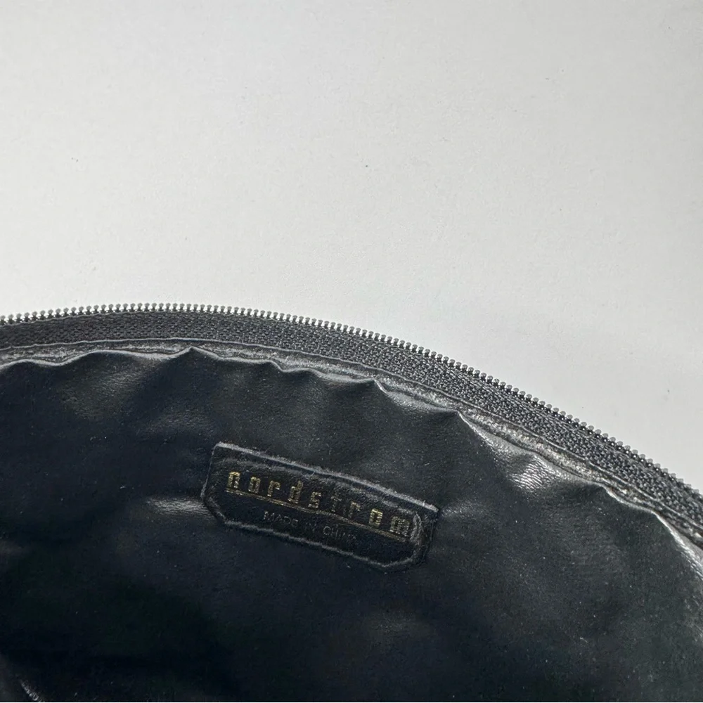 Vintage Nordstrom Real Snakeskin Pouch in Black Zipper Cosmetic Bag